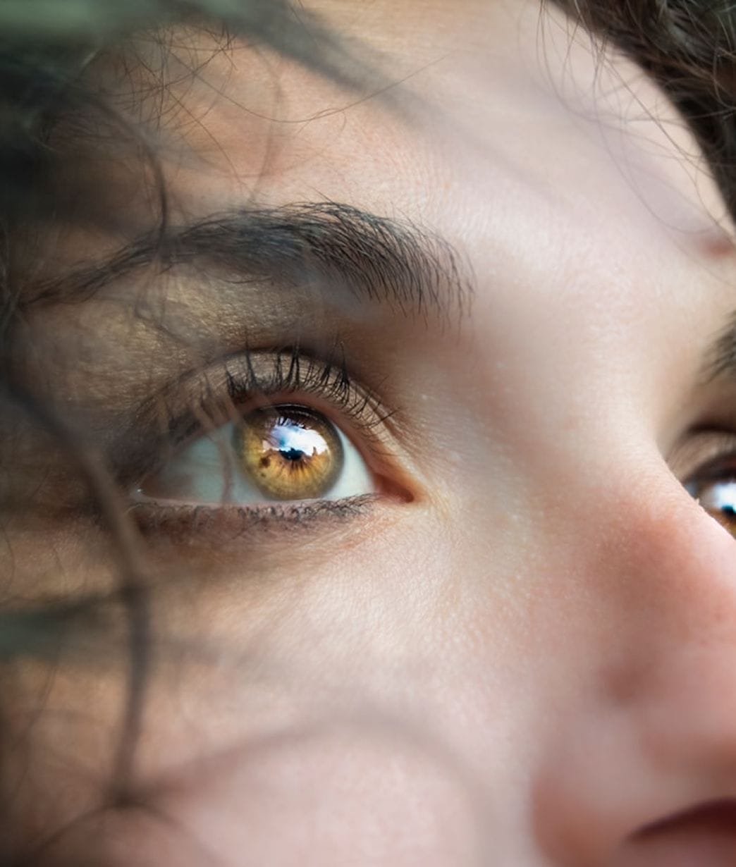 Close up of woman with brown eyes