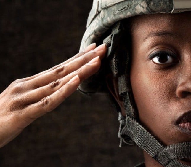 Military soldier saluting
