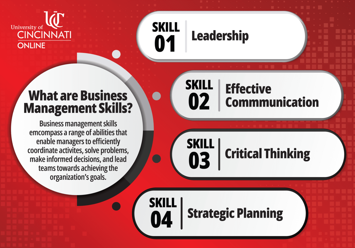 Infographic showing the skills behind successful business management