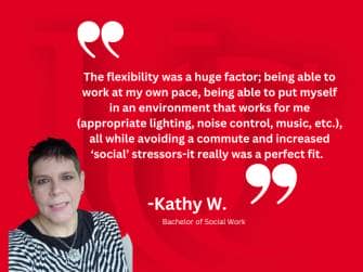 Student testimonial quote from Kathy W.