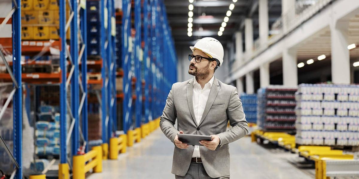 Supply chain manager in warehouse