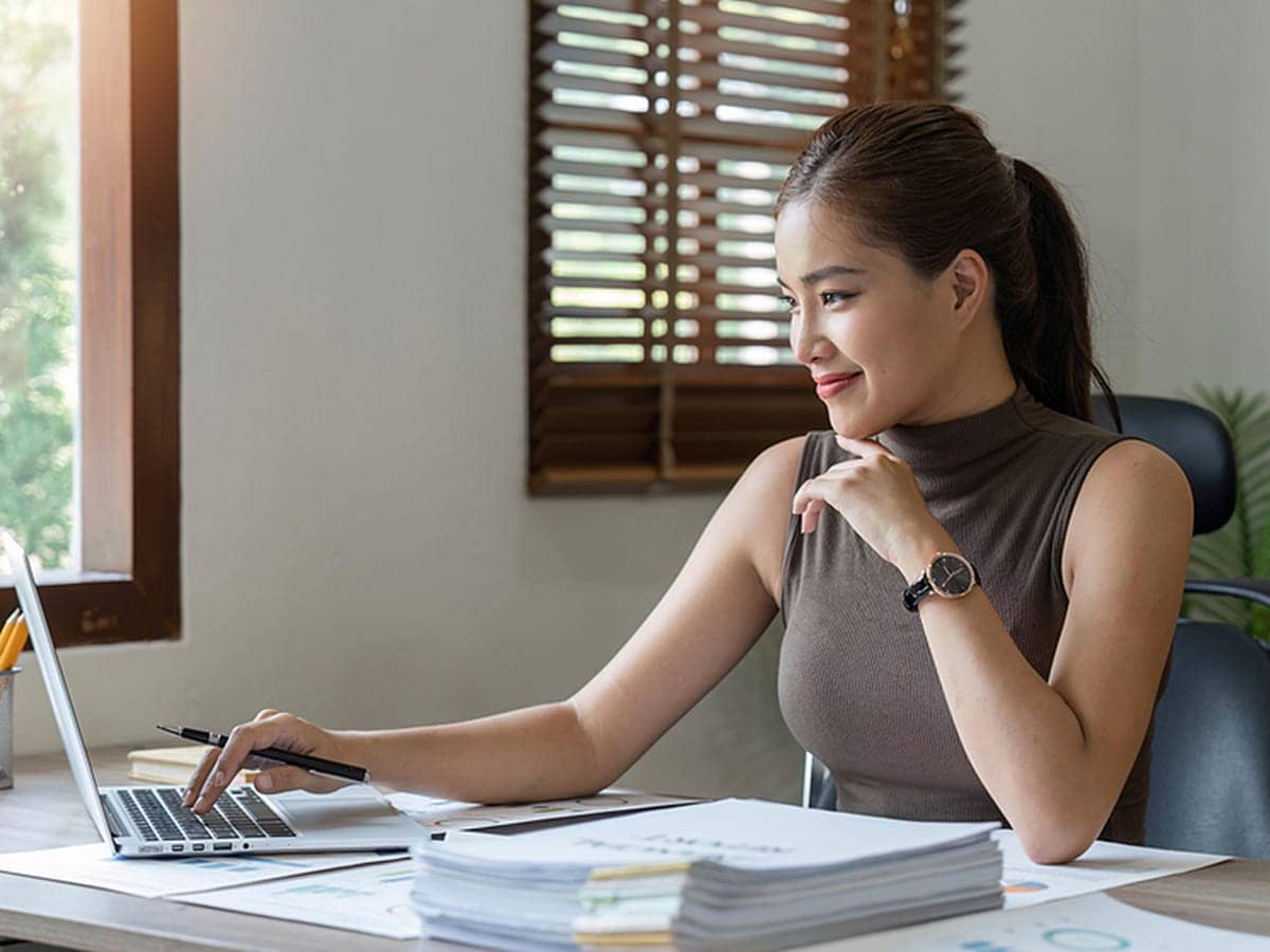 Woman working on computer