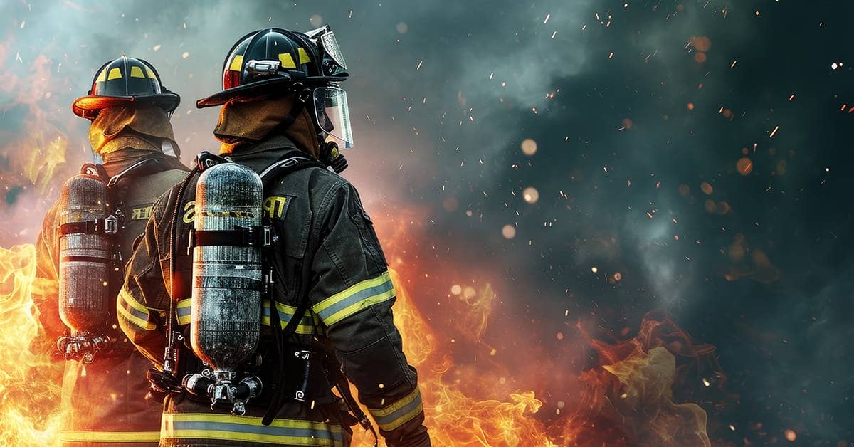 two firemen standing next to each other